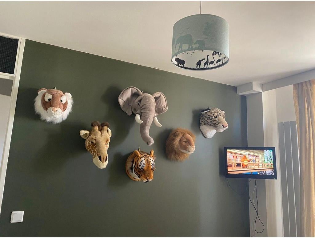 Dierenkoppen Knuffels 25€ per st Kinderkamer - Safari Thema, Ophalen of Verzenden, Gebruikt, Olifant