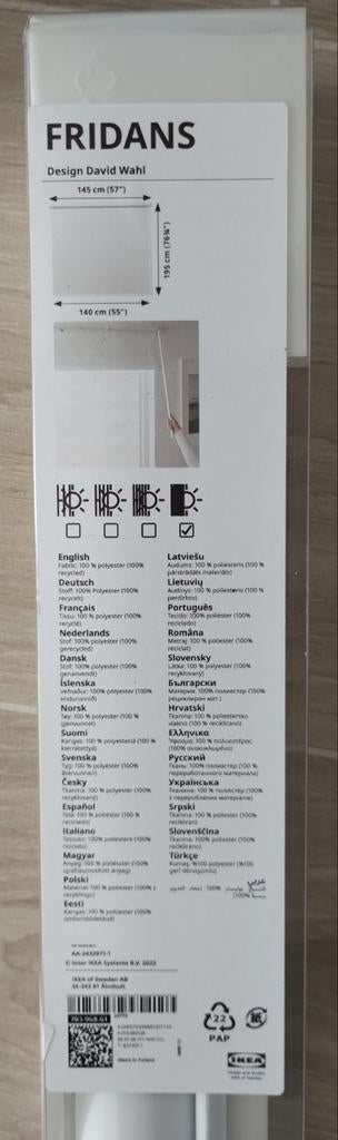 Fridans wit rolgordijn verduisterend 140x195 cm, Huis en Inrichting, Stoffering | Gordijnen en Lamellen, Ophalen, 100 tot 150 cm