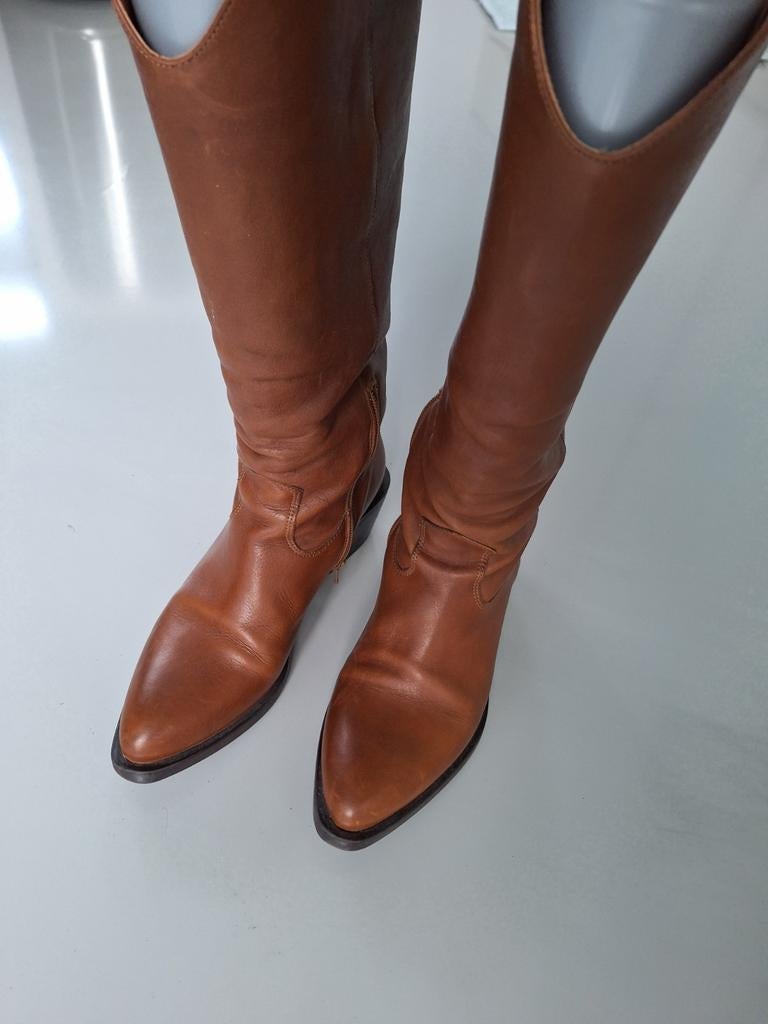 Stoere hoge bruine cowboy laarzen 39, Hoge laarzen, Bruin, Ophalen of Verzenden, Zo goed als nieuw
