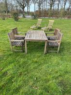 Teakhouten tuinset, Tuin en Terras, Tuinsets en Loungesets, Ophalen, 4 zitplaatsen, Gebruikt, Eettafel