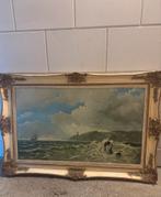 Schilderij: woeste zee met zeilschip en vuurtoren, Ophalen