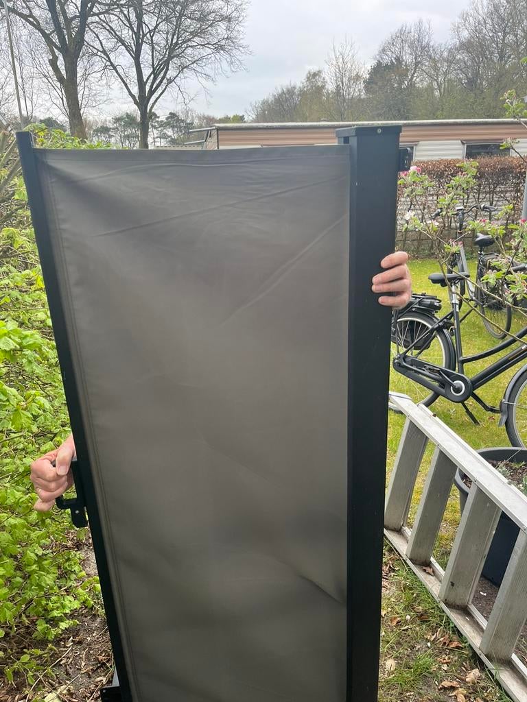 Grijs  windscherm, Aluminium, Ophalen of Verzenden, Zo goed als nieuw, 200 cm of meer