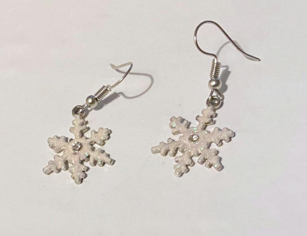 schitterende oorbellen ijskristal sneeuwwit / zilverkleurig, Overige materialen, Hangers, Met strass, Ophalen of Verzenden