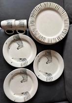 Jet Servies Zebra Print - Borden en Mokken, Ophalen, Gebruikt, Overige stijlen, Aardewerk