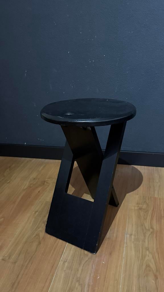 Zwart Klap- en Bijzetkrukje, Ophalen, Gebruikt, Hout