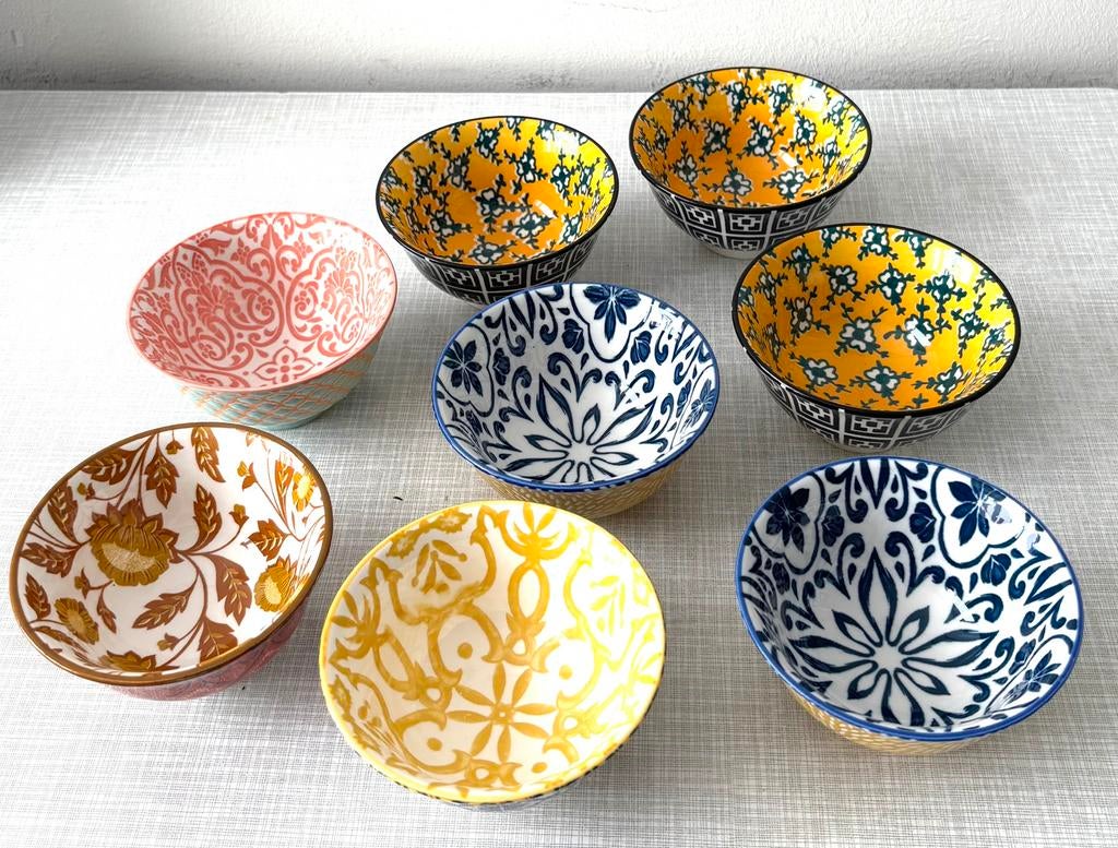 Xenos schaaltjes diverse prints 8 stuks, Nieuw, Ophalen of Verzenden, Schaal of Schalen, Overige stijlen