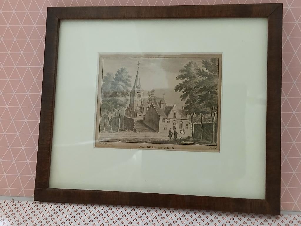 Antieke Litho? Zeefdruk? Het Dorp Den Berg, Ophalen of Verzenden