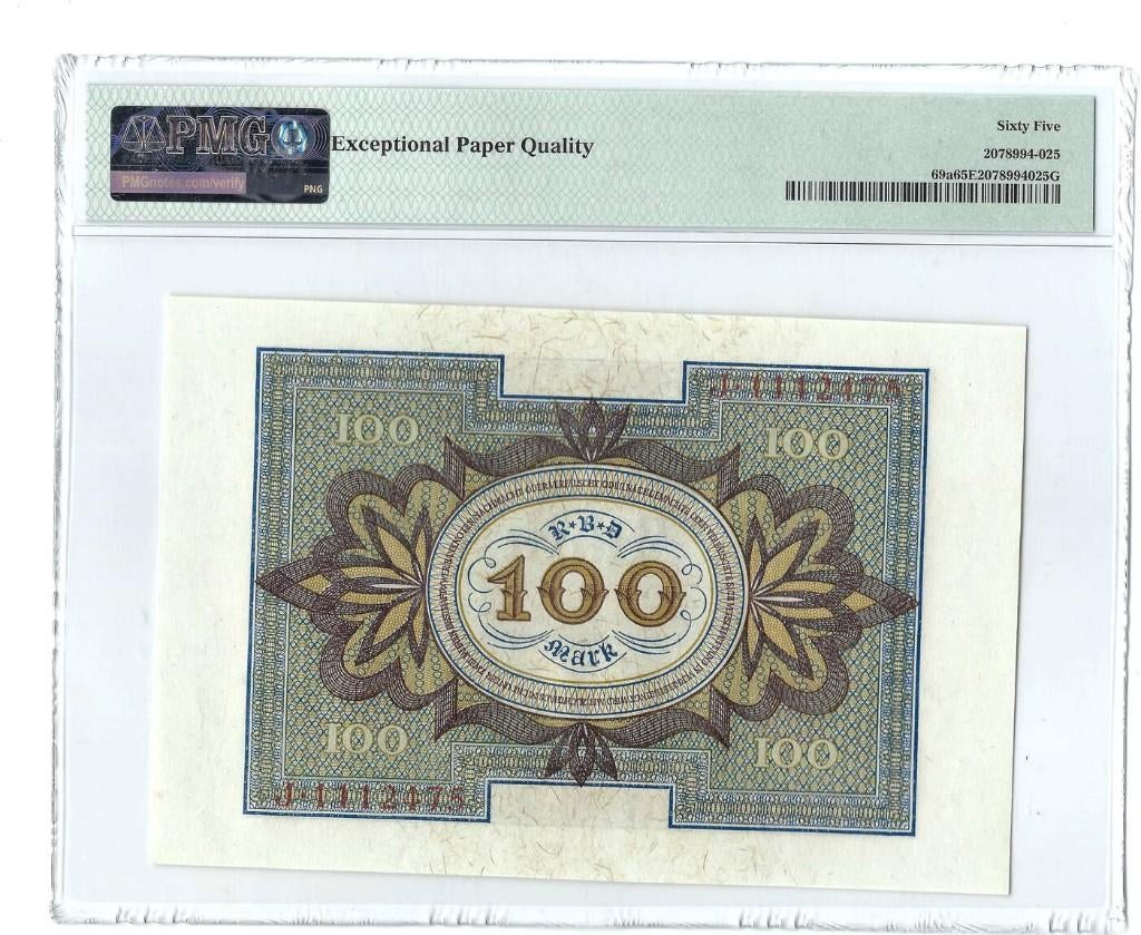 Republic Germany 100 Mark 1920 PMG65, Ophalen of Verzenden, Duitsland, Los biljet