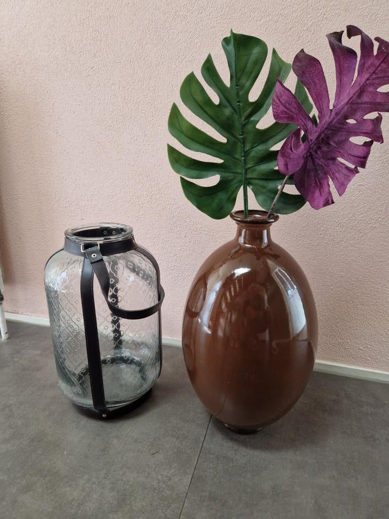 2x vaas met kunstplant, Ophalen, Zo goed als nieuw