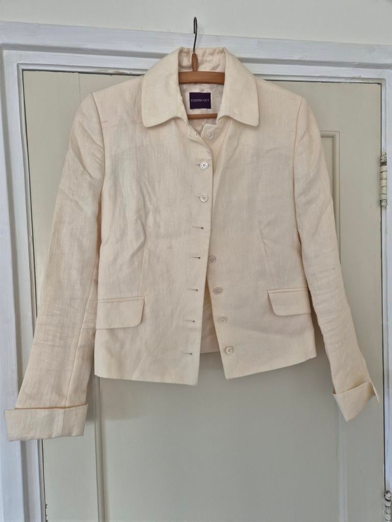 Ecru kleurig linnen jasje van Steppin out maat 36, Kleding | Dames, Beige, Ophalen of Verzenden, Zo goed als nieuw, Steppin out