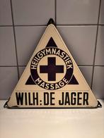 Vintage Emaille Reclamebord Heilgymnastiek Massage, Ophalen of Verzenden