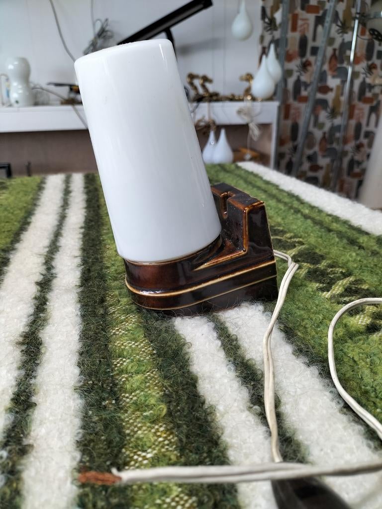 Badkamer Wandlampje met bruine keramische houder, Ophalen of Verzenden