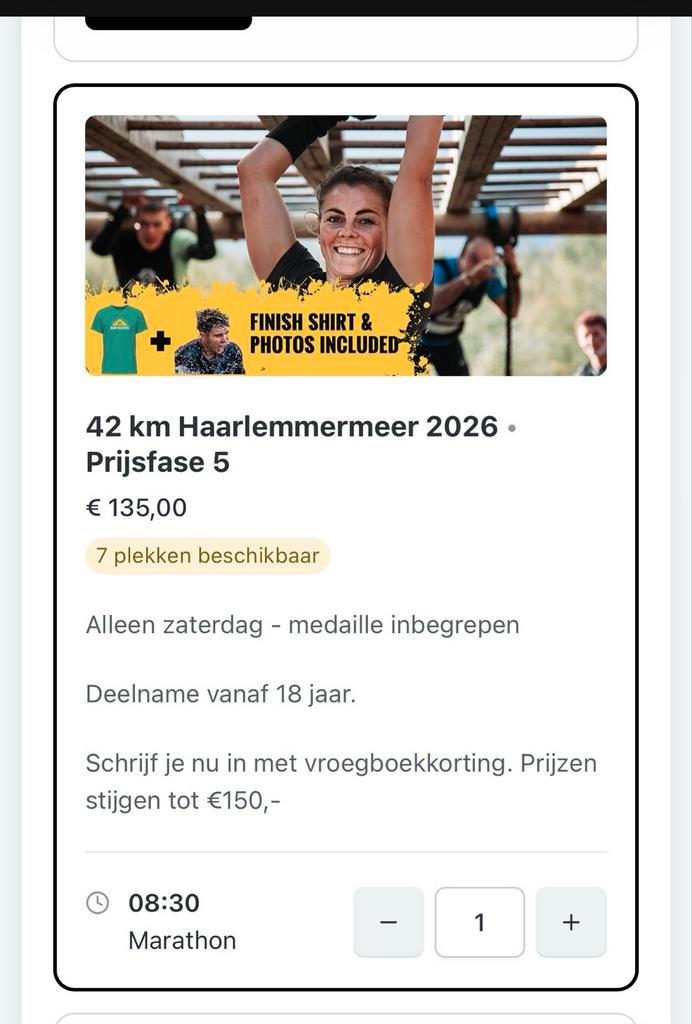 MudMaster Marathon 42KM, Tickets en Kaartjes, Sport | Overige, Eén persoon, Juni