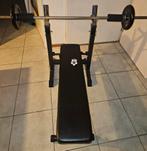 Opklapbare bankdrukbank, halterstang & 2x10kg halterschijven, Sport en Fitness, Ophalen, Gebruikt, Benen, Halterset