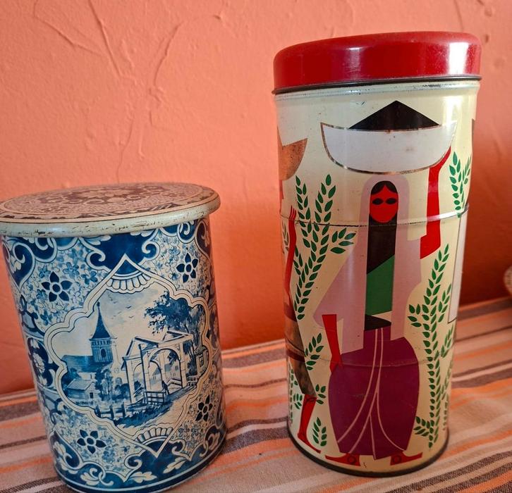 2 Vintage Albert Heijn blikken, Verzamelen, Blikken, Gebruikt, Overige, Overige merken, Ophalen of Verzenden