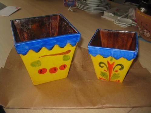 2 bloempotten, Overige materialen, Gebruikt, Ophalen of Verzenden, Balkon