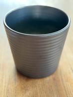 Grijs - zwarte / antraciet metallic bloempot - 15,5 cm hoog, Rond, Ophalen of Verzenden, Zo goed als nieuw, Aardewerk