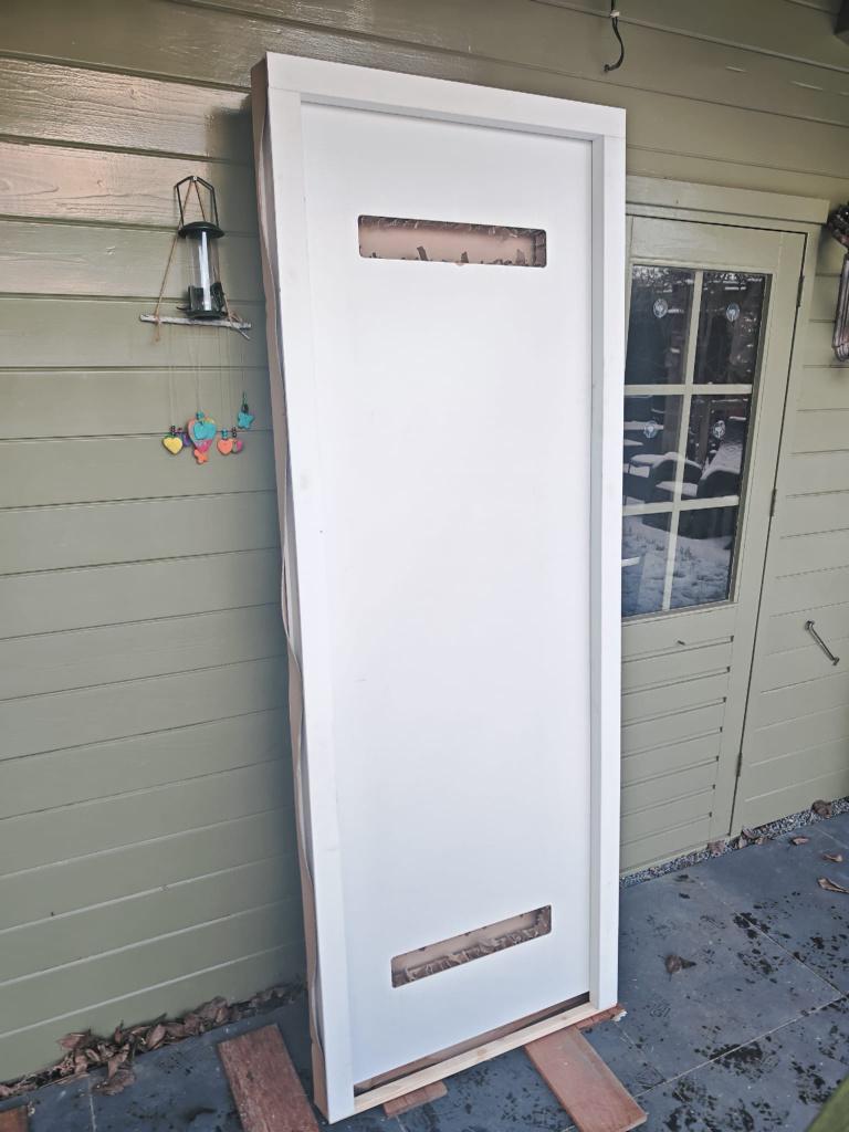 Deur+kozijn (meterkast) 680x2015mm - rechts draaiend grenen, Doe-het-zelf en Verbouw, Hout en Planken, Ophalen, 25 tot 50 mm, Eiken