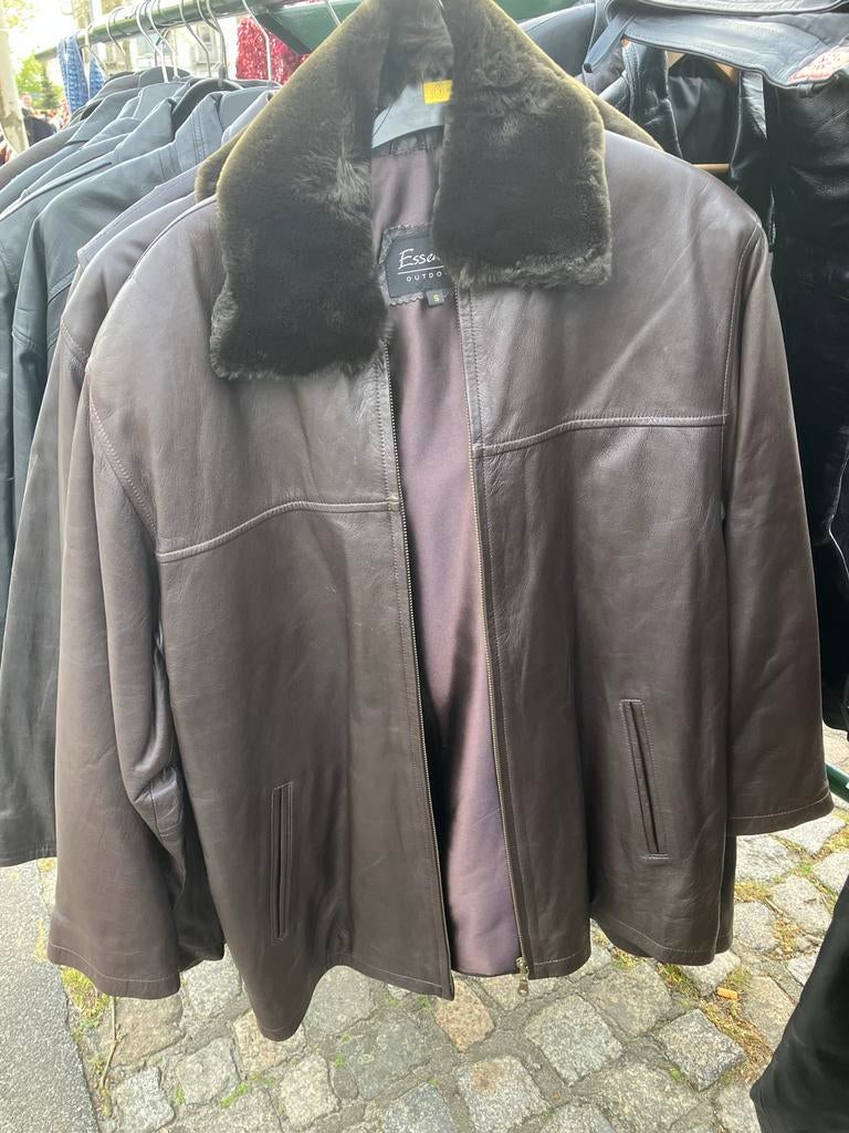 Essentiel Outdoor Leren Jas met Bontkraag Maat L, Ophalen of Verzenden, Nieuw, Maat 52/54 (L), Bruin