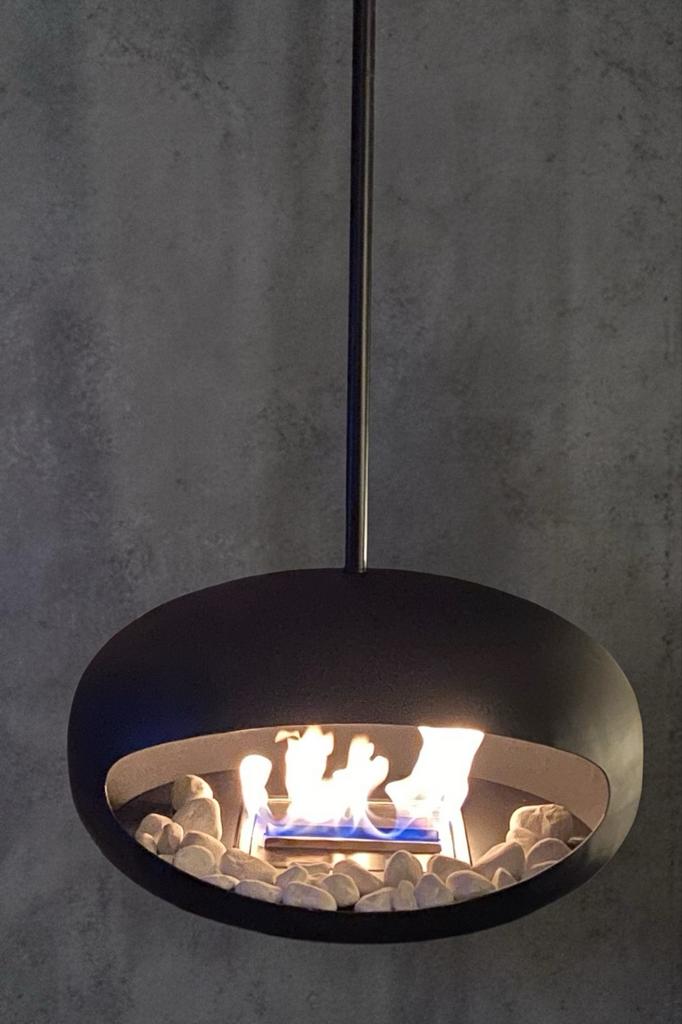 Moderne zwarte bio-ethanol plafondhaard (z.g.a.n.), Ophalen, Zo goed als nieuw, Hangende haard, Overige soorten