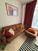 Bank Collin 2,5-zits met poef / cognac kleur, Ophalen, Gebruikt