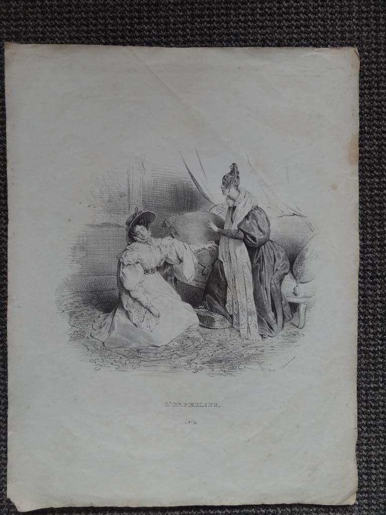 Oude litho de Fonrouge, L'Orpheline, 19de eeuw, Verzenden