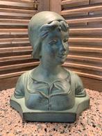 KLEIN groen beeld borstbeeld van meisje vrouw, Ophalen of Verzenden, Zo goed als nieuw, Mens