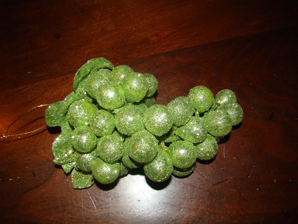 groen glitter druiven tros , 15 cm lang kerst, Ophalen of Verzenden, Nieuw