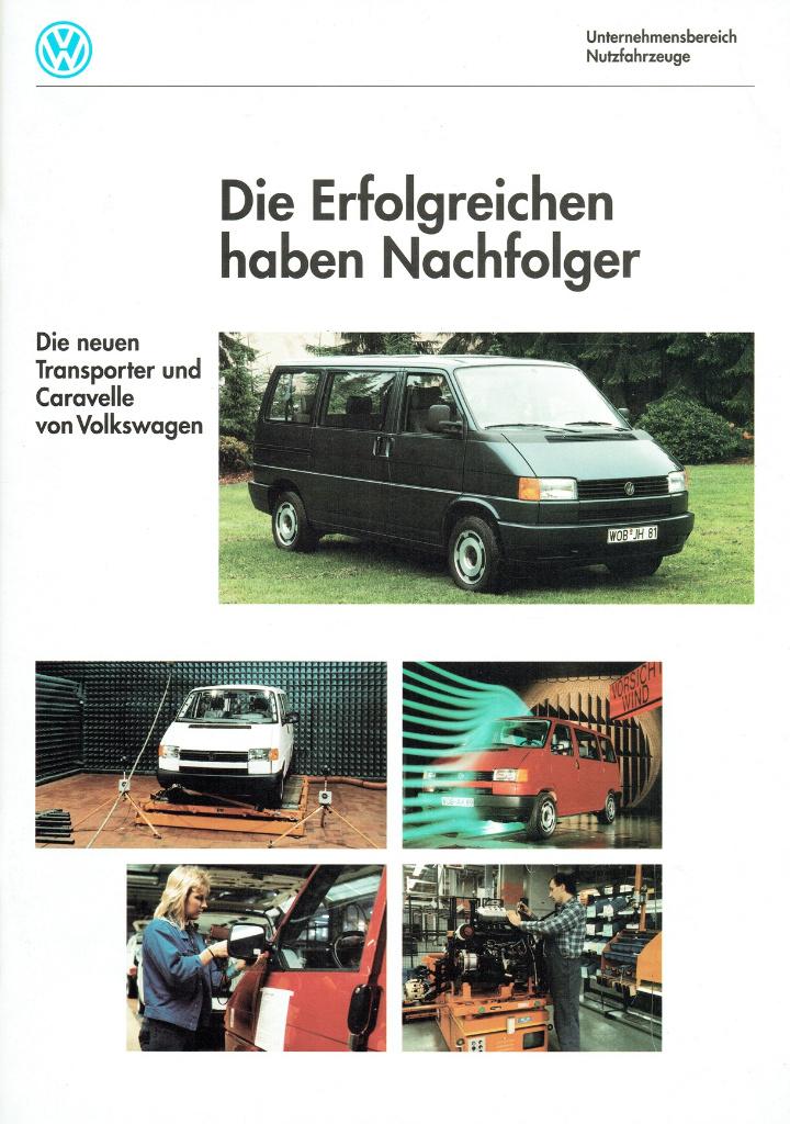Folder Volkswagen Transporter & Caravelle (ca.1990), Verzenden, Gelezen, Volkswagen