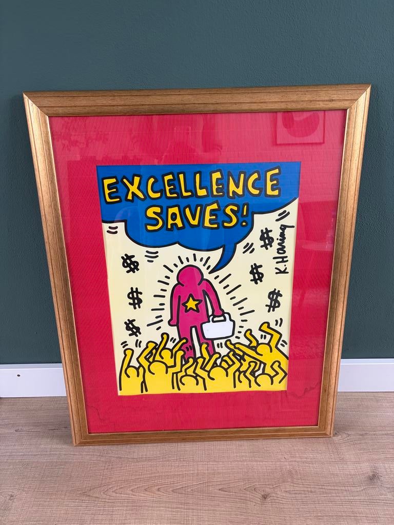 Ingelijste poster Keith Haring, Ophalen of Verzenden