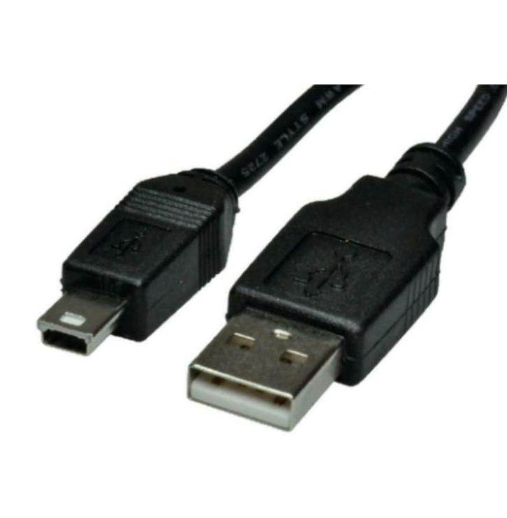 USB-A / Mini USB Kabel Lang 100cm 1,00meter Zwart of Grijs, Telecommunicatie, Mobiele telefoons | Telefoon-opladers, Gebruikt