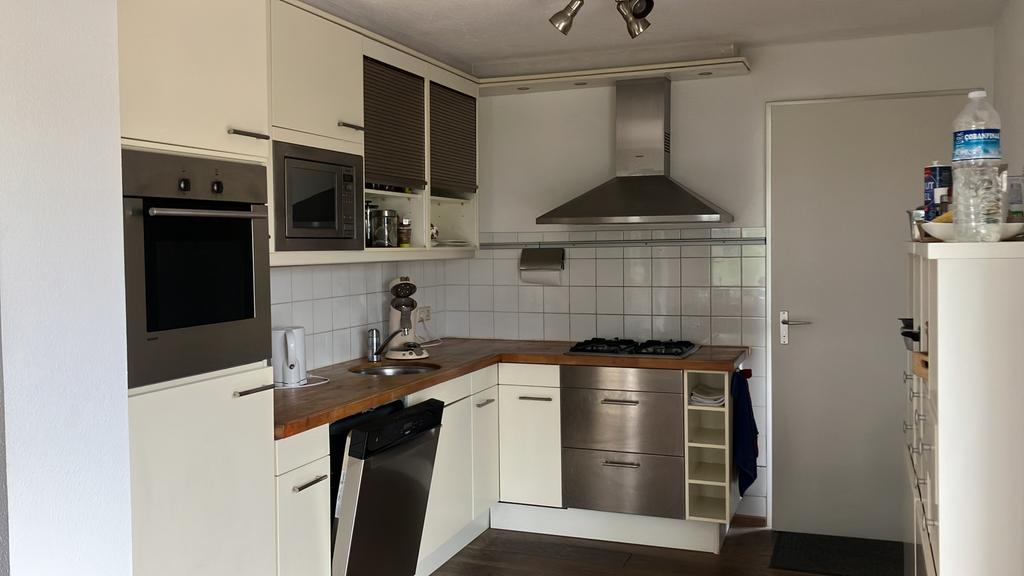 Prima hoekkeuken met houten blad., Gebruikt, Hoekkeuken, Ophalen of Verzenden, Hout