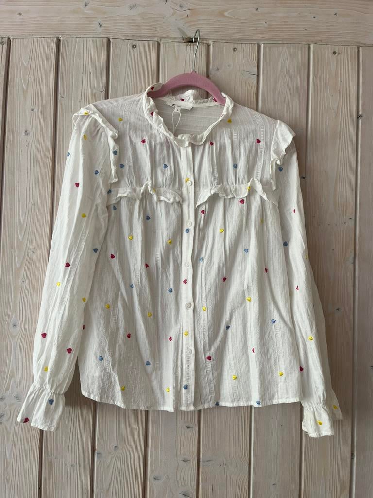 Blouse hartjes Kilky maat L, Kleding | Dames, Blouses en Tunieken, Ophalen of Verzenden, Zo goed als nieuw, Maat 38/40 (M), Wit