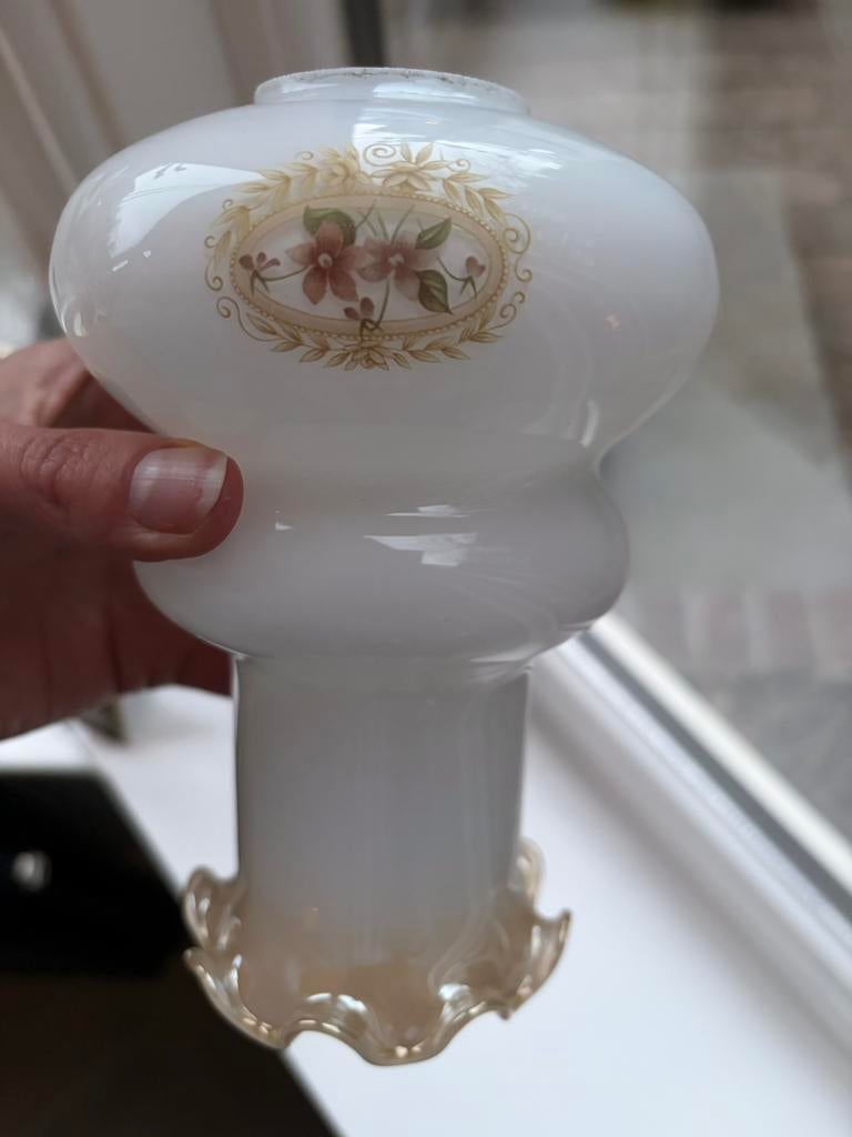 Vintage lampekapje opalineglas, Led-lamp, Minder dan 30 watt, Zo goed als nieuw, E27 (groot)