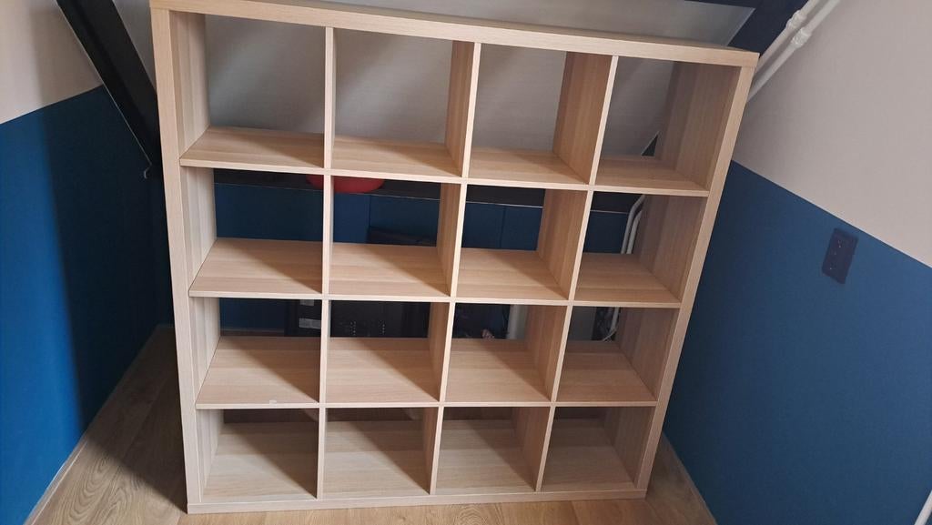 Ikea kallax kast 4x4 vakken wit geglazuurd eikeneffect, Ophalen, Zo goed als nieuw