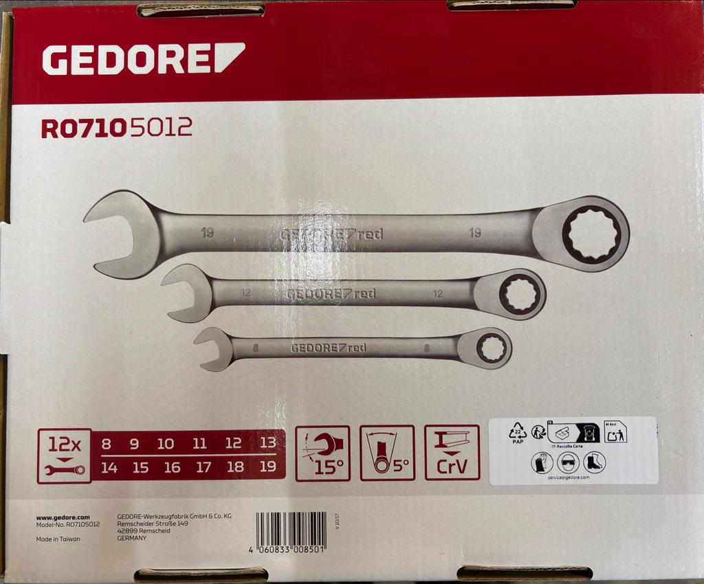 Gedore steek/ratelsleutelset R07105012, Ophalen of Verzenden, Nieuw