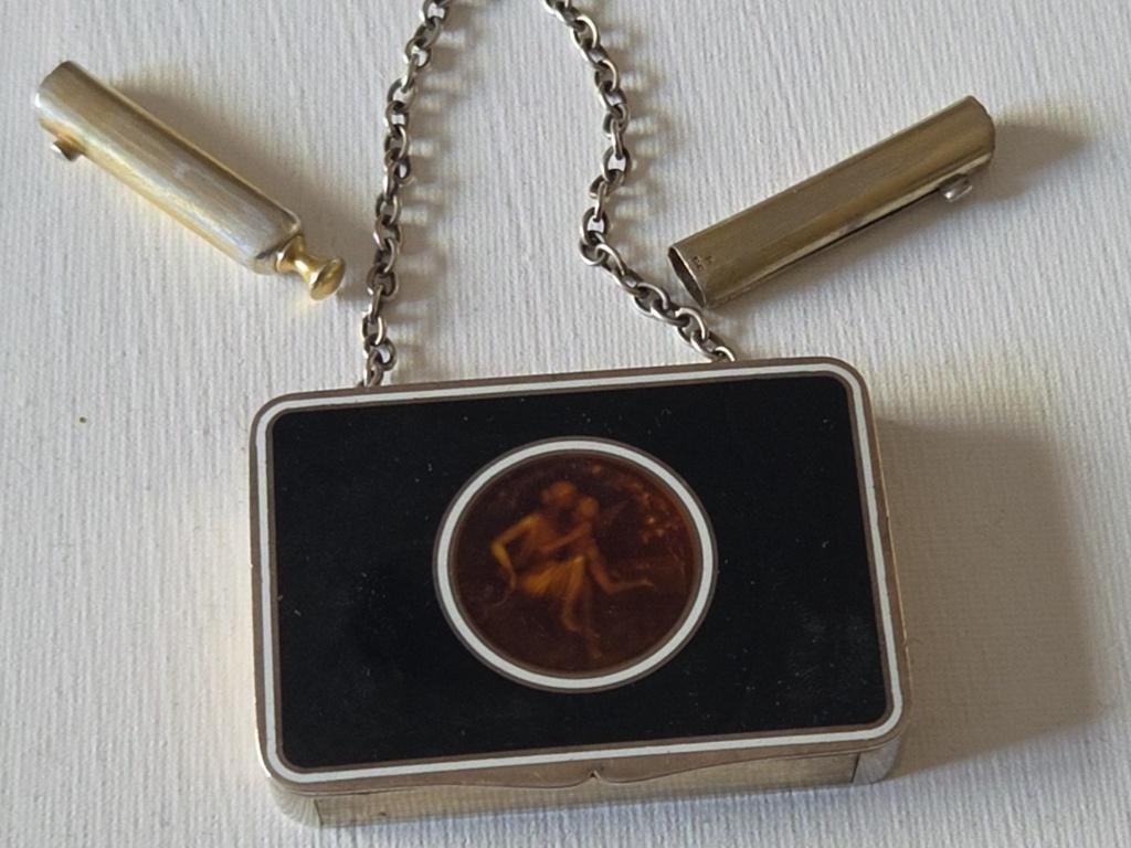 Pure luxe, zilver met emaille avond tas ZELDZAAM, Antiek en Kunst, Ophalen of Verzenden, Zilver