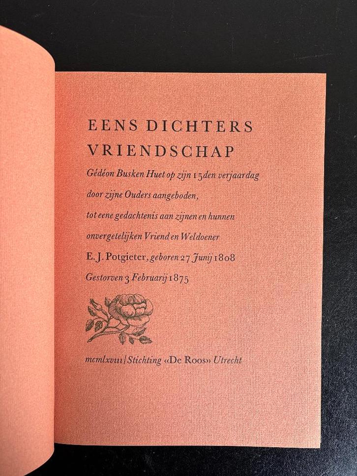 E.J. Potgieter - Eens Dichters Vriendschap - De Roos, 1968, Boeken, Literatuur, Gelezen, Nederland, Ophalen of Verzenden
