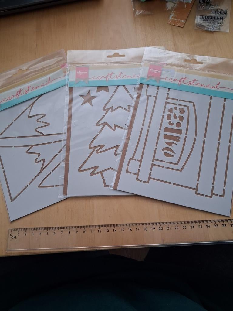 Craft Stencils: Kerstboom, bergen en Haard (3 stuks), Ophalen of Verzenden, Nieuw