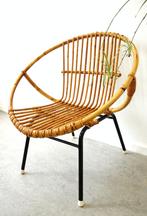 Vintage Rohe Noordwolde stoel bamboe lounge chair fauteuil, Ophalen, Gebruikt, Riet of Rotan, Vintage Bohemian Scandinavian BOHO retro