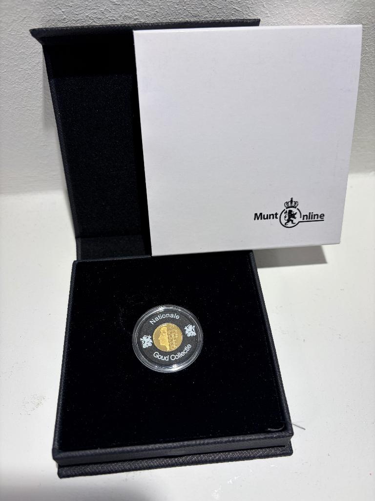 Massief gouden herslag allerlaatste 1 gulden uit 2001, 1 gulden, Verzenden, Koningin Beatrix, Goud