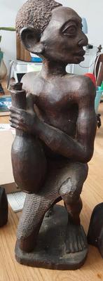 Authentiek Handgesneden Ebbenhouten Afrikaans Beeld, Ophalen of Verzenden