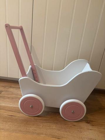 Houten Poppenwagen Wit/Roze beschikbaar voor biedingen