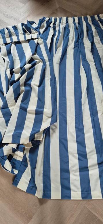 Blauw/beige lange gordijnen (235x100/92cm) beschikbaar voor biedingen