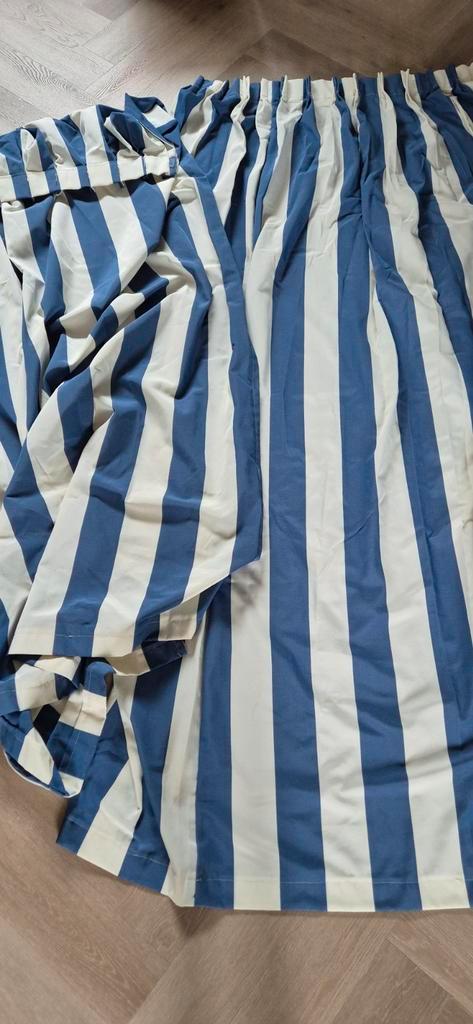 Blauw/beige lange gordijnen (235x100/92cm), Huis en Inrichting, Stoffering | Gordijnen en Lamellen, Gebruikt, 200 cm of meer, 150 tot 200 cm