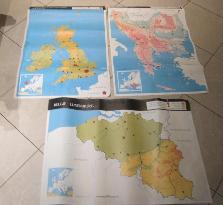 6 Schoolplaten van Europese landen, Antiek en Kunst, Antiek | Schoolplaten, Aardrijkskunde, Ophalen of Verzenden