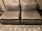 Twee leren stoere lounge fauteuils, Huis en Inrichting, Fauteuils, Ophalen, Zo goed als nieuw, Leer