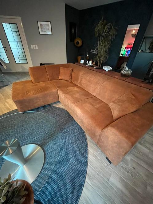 Hoekbank Nino cognac, Huis en Inrichting, Banken | Complete zithoeken, Gebruikt, Stof, Ophalen