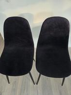 4 Zwarte Velvet Eetkamerstoelen, Huis en Inrichting, Ophalen, Gebruikt, Zwart, Metaal