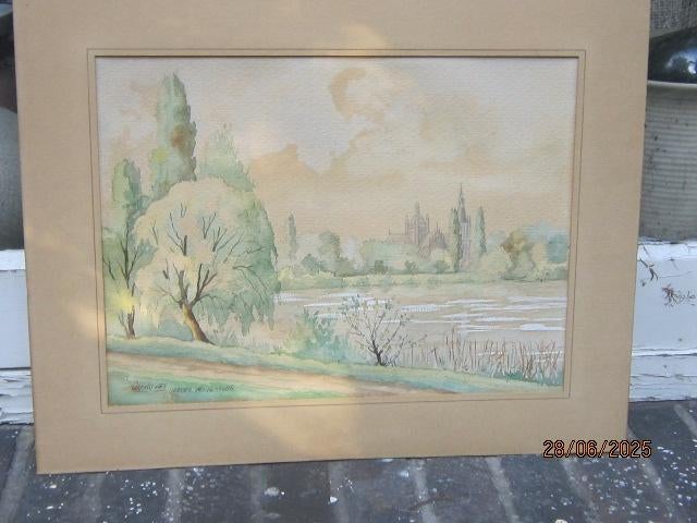 Corn. van Es, Aquarel "" De IJZEREN VROUW ""., Ophalen of Verzenden